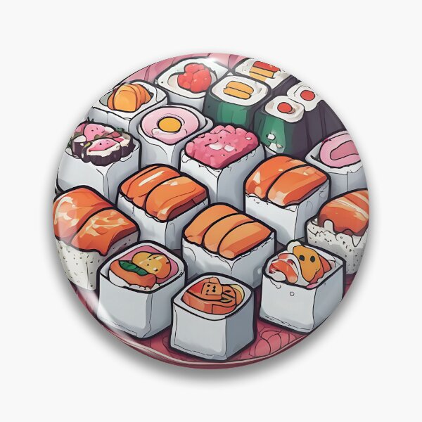 Item preview, Kawaii Sushi Party Mix Sticker Illustration designed and sold by KINGSMILESTORE.