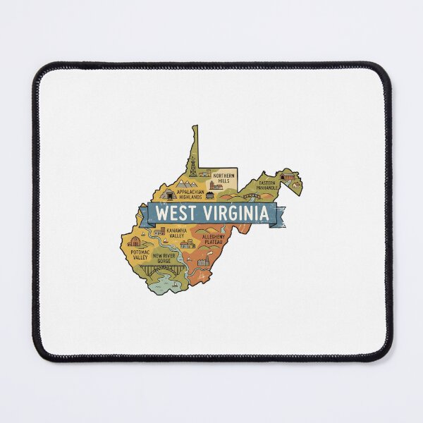 Item preview, West Virginia Illustrated Map – Retro State Regions & Landmarks designed and sold by Paper Drip.