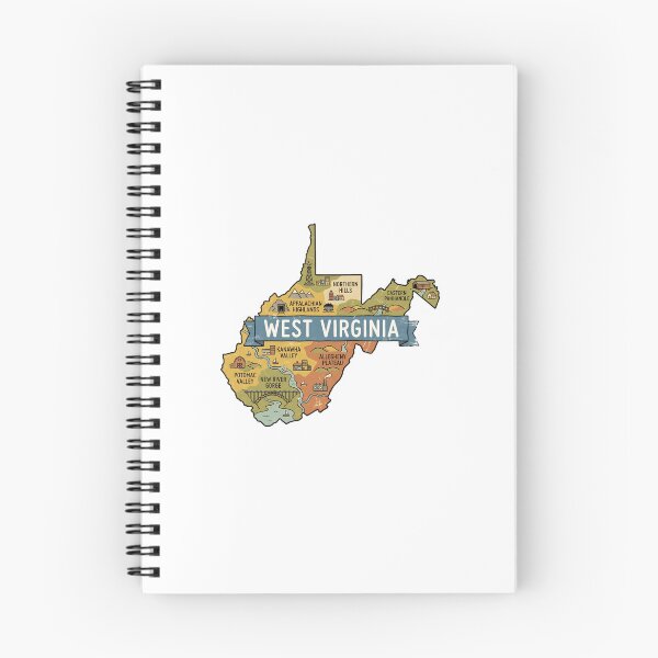 Item preview, West Virginia Illustrated Map – Retro State Regions & Landmarks designed and sold by Paper Drip.