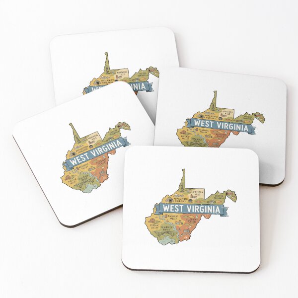 Item preview, West Virginia Illustrated Map – Retro State Regions & Landmarks designed and sold by Paper Drip.