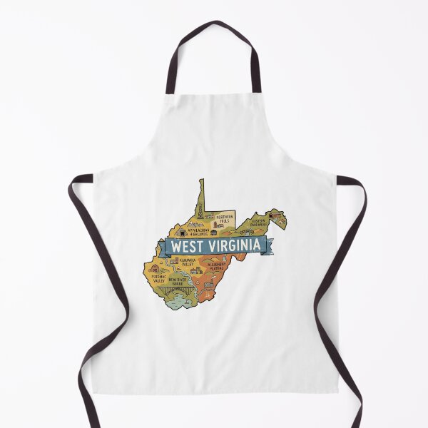 Item preview, West Virginia Illustrated Map – Retro State Regions & Landmarks designed and sold by Paper Drip.