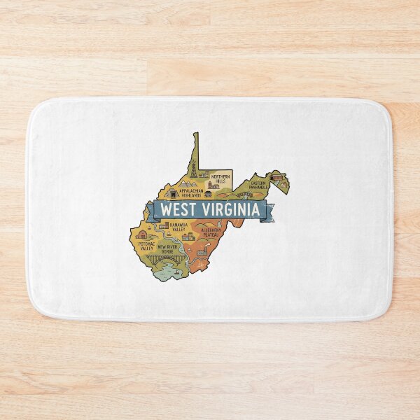 Item preview, West Virginia Illustrated Map – Retro State Regions & Landmarks designed and sold by Paper Drip.