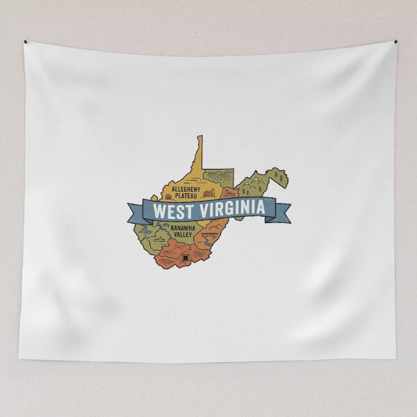 Item preview, West Virginia Illustrated Map – Retro State Regions & Landmarks designed and sold by Paper Drip.