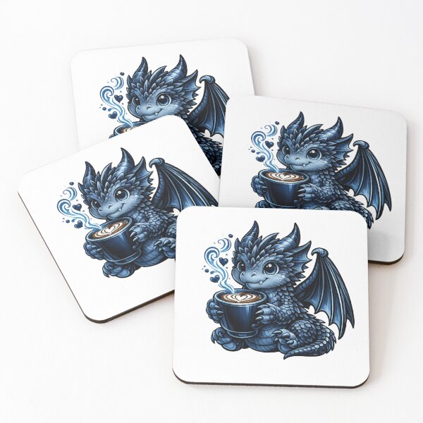 Item preview, Midnight Blue Dragon Coffee – Cute Coffee Dragon Art designed and sold by Reminixi.