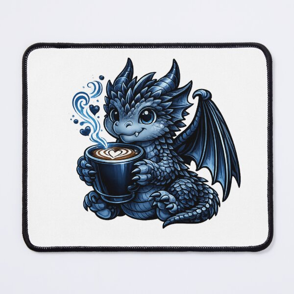 Item preview, Midnight Blue Dragon Coffee – Cute Coffee Dragon Art designed and sold by Reminixi.