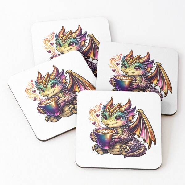 Item preview, Rainbow Dragon Coffee – Cute Baby Dragon Latte Art designed and sold by Reminixi.