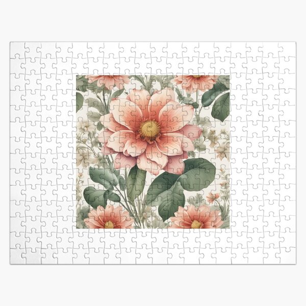Item preview, Vintage Soft Peach Dahlia Botanical Pattern designed and sold by KINGSMILESTORE.