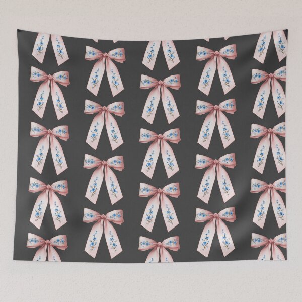 Item preview, Pink bow with blue flowers designed and sold by MendaciousMina.