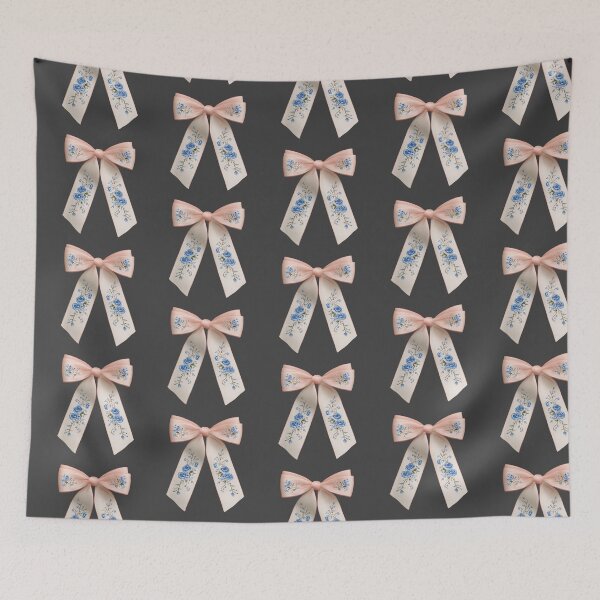 Item preview, Pink bow with blue flowers designed and sold by MendaciousMina.