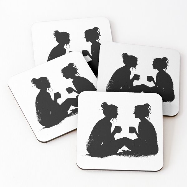 Item preview, Two Female Friends Talking – Minimal Silhouette Art designed and sold by WayOutWorks.