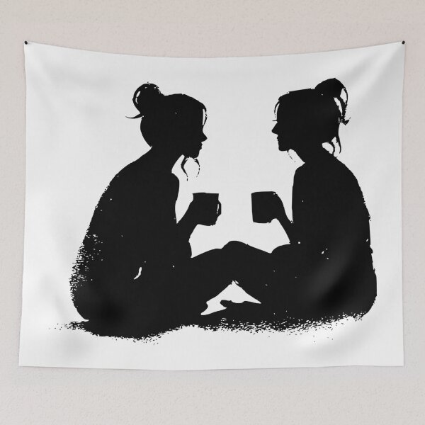 Item preview, Two Female Friends Talking – Minimal Silhouette Art designed and sold by WayOutWorks.