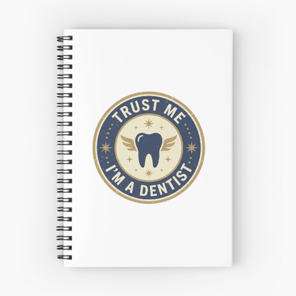 Item preview, Trust Me I'm A Dentist - Retro Vintage Blue Gold Badge designed and sold by DrToothStudio.
