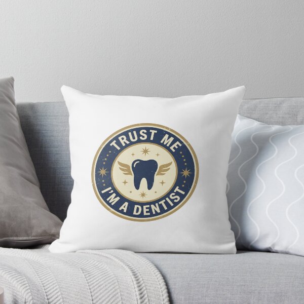 Item preview, Trust Me I'm A Dentist - Retro Vintage Blue Gold Badge designed and sold by DrToothStudio.