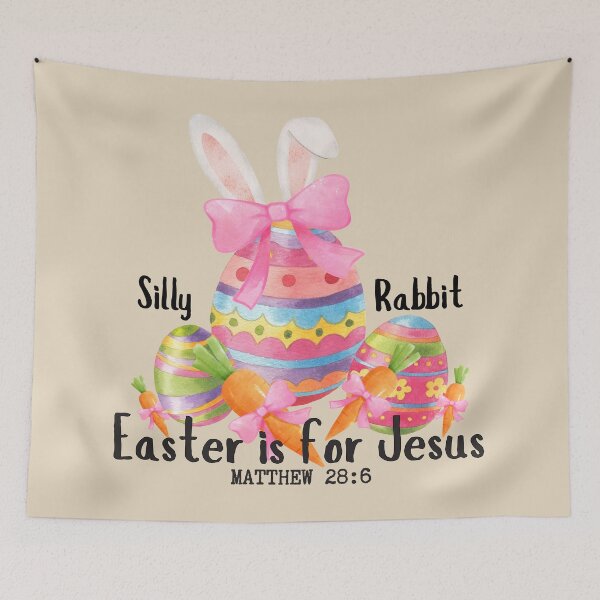 Item preview, Silly Rabbit Easter is for Jesus, Easter Eggs, Easter Bunny, Coquette Bunny Ears, Cute Easter, Watercolor Eggs designed and sold by Forevermore.