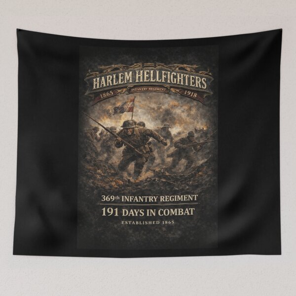 Item preview, 369th Infantry Regiment - Harlem Hellfighters charging through chaos - Max DPI - Shirt - Front designed and sold by Military Insignia Products.