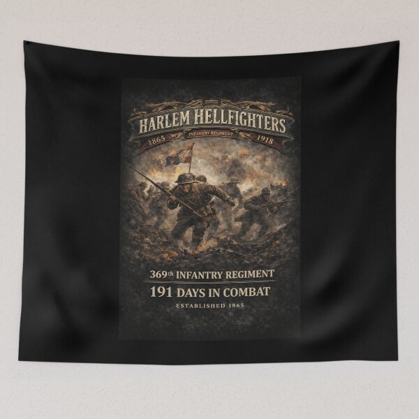 Item preview, 369th Infantry Regiment - Harlem Hellfighters charging through chaos designed and sold by Military Insignia Products.
