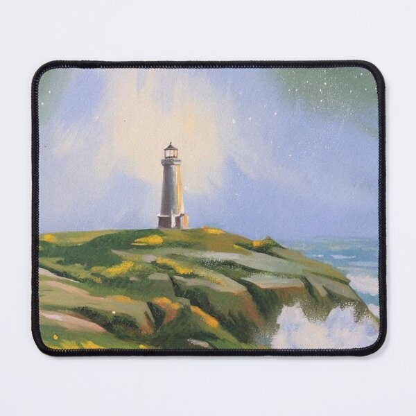 Item preview, Starlit Lighthouse Cliffside Night Painting designed and sold by damipstore.