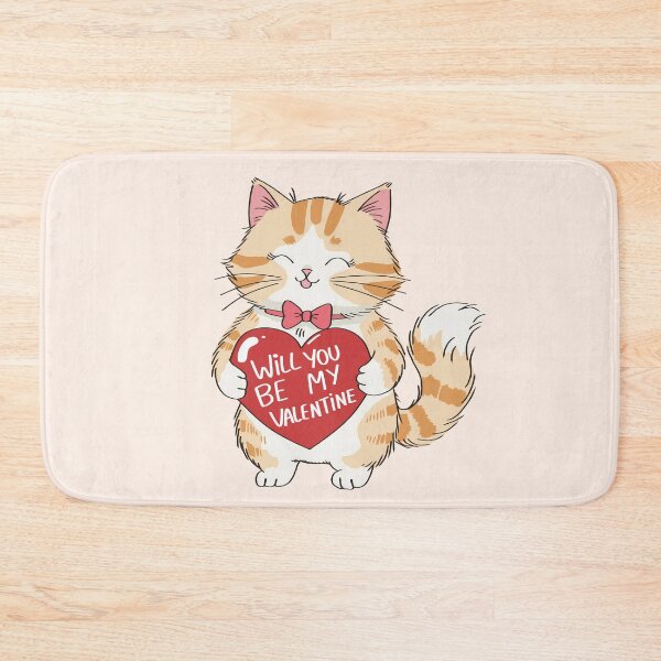 Item preview, Cute orange cat ¿Will you be my Valentine? designed and sold by ZuriRetroPrints.