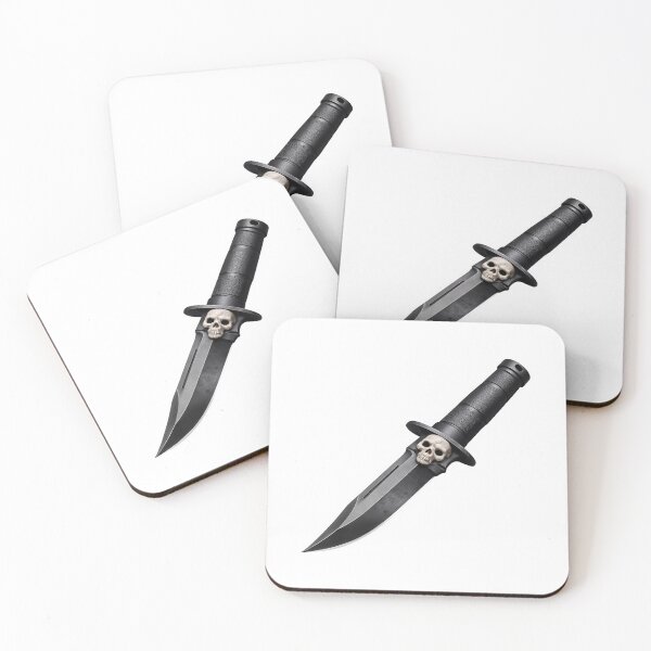 Item preview, Black tactical knife with skull design on handle designed and sold by Creative88Art.