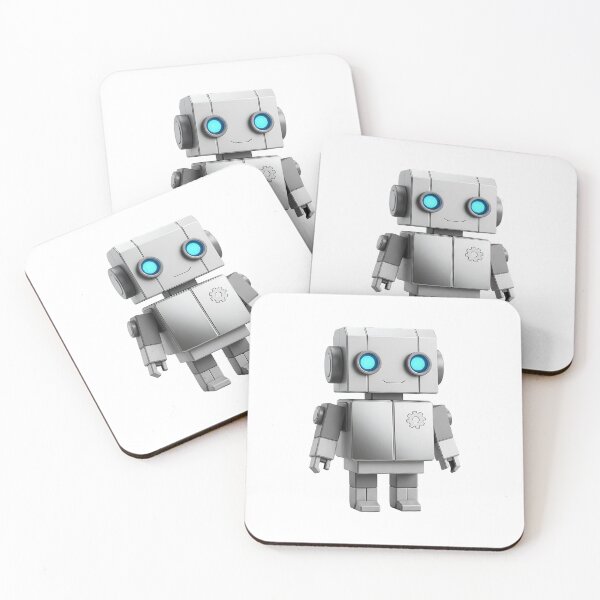 Item preview, Cute robot with glowing blue eyes and mechanical body standing alone designed and sold by Creative88Art.