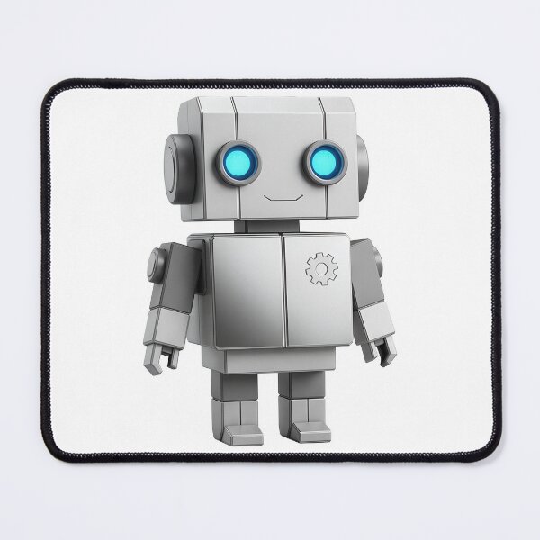 Item preview, Cute robot with glowing blue eyes and mechanical body standing alone designed and sold by Creative88Art.