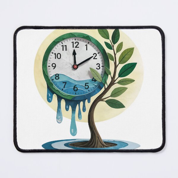 Item preview, Melting clock and tree in water symbolizing climate change designed and sold by Creative88Art.