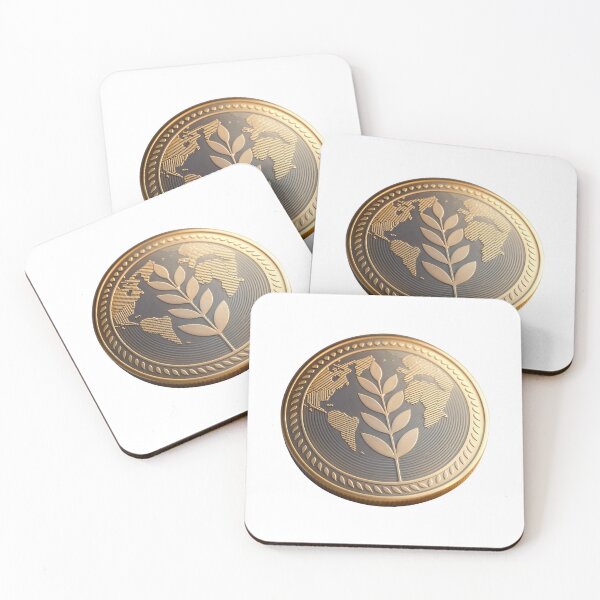 Item preview, Golden coin with leaf and world map design symbolizing eco-friendly global finance designed and sold by Creative88Art.
