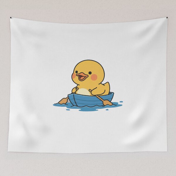 Item preview, Cute Duck Rowing – Adorable Kawaii Boat Illustration designed and sold by GreenArtMA.