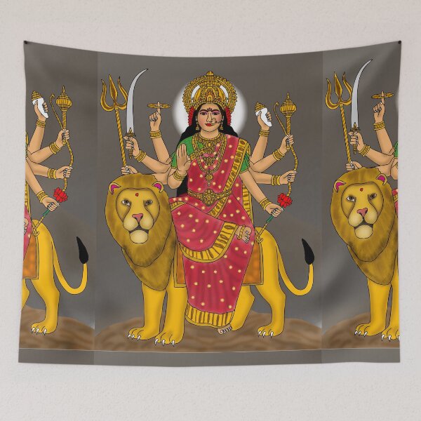 Item preview, Durga Maa Artistic Design – Hindu Spiritual Goddess Illustration designed and sold by Harshit_Digital_Arts.