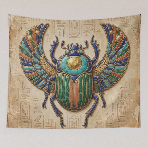 Item preview, Sacred Scarab of Rebirth – Ancient Egyptian Winged Beetle Art designed and sold by AnalajiaDesigns.