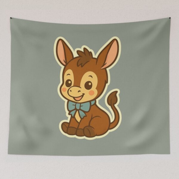 Item preview, cute baby kawai  Easter Donkey – Cute funny Spring Animal Illustration designed and sold by Youpiworld.