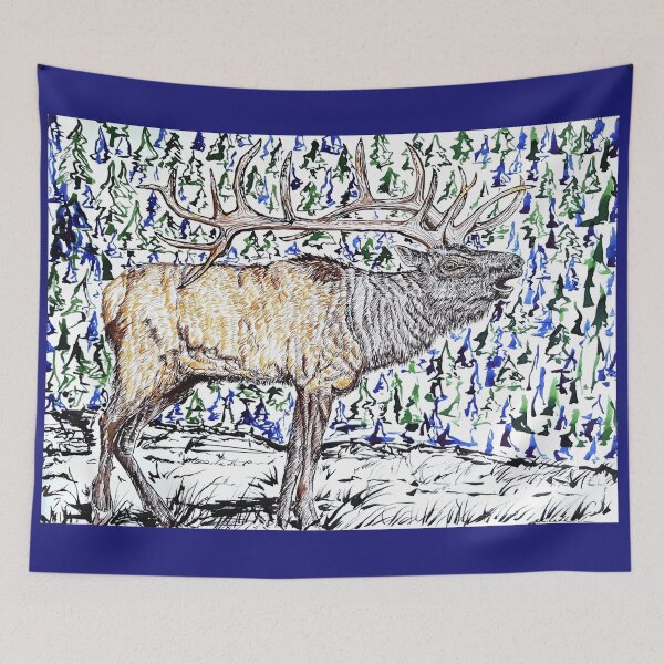 Item preview, Elk in Alpine designed and sold by Liz HL Art Shop.