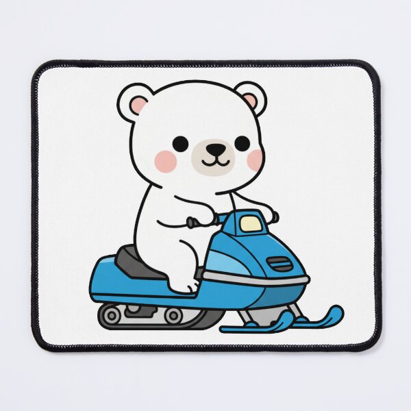 Item preview, Cute Polar Bear Riding Snowmobile – Adorable Winter Kawaii Illustration designed and sold by GreenArtMA.