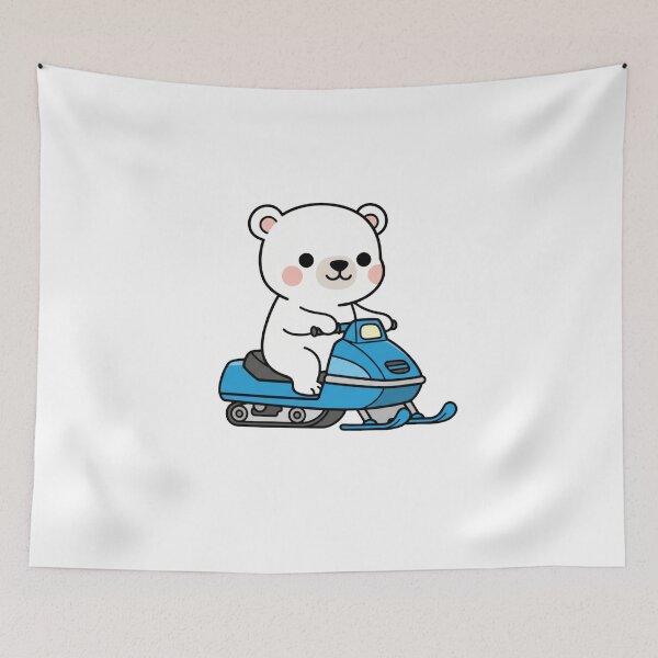 Item preview, Cute Polar Bear Riding Snowmobile – Adorable Winter Kawaii Illustration designed and sold by GreenArtMA.