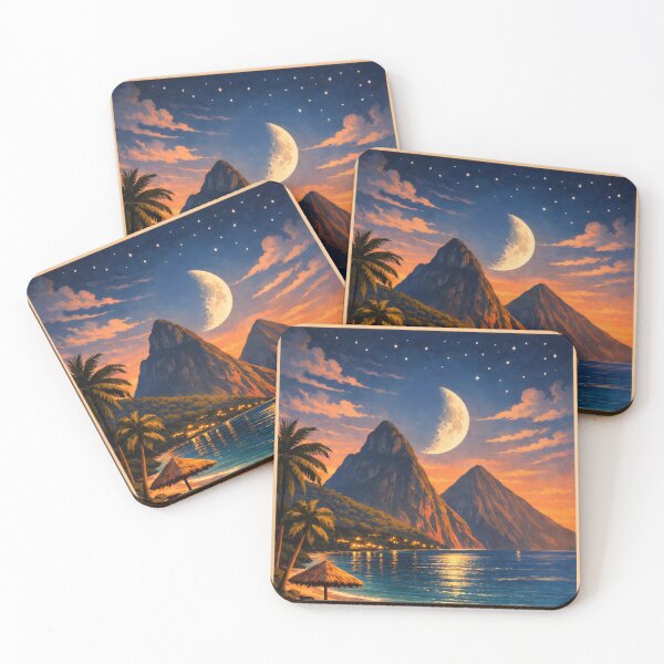 Item preview, Crescent Moon Over The Pitons Saint Lucia Beach designed and sold by scicilysimonee.