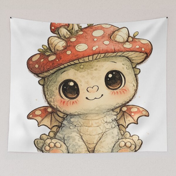 Item preview, Cute Little Cottagecore Mushroom Baby Dragon designed and sold by Melissa Conner.