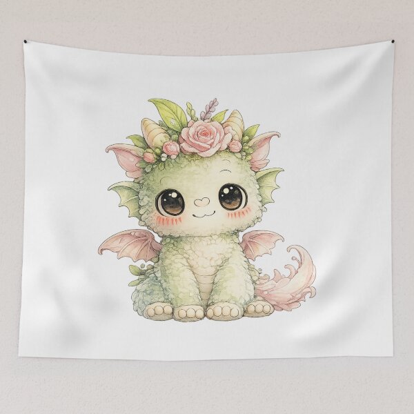 Item preview, Cute Little Cottagecore Rose Petal Baby Dragon designed and sold by Melissa Conner.