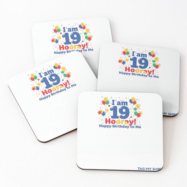 Item preview, I am 19 Hooray! Happy Birthday to Me - Tag My Shirt designed and sold by Tag My Shirt - Clothing Made to Be Written On..