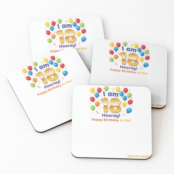 Item preview, I am 18 Hooray! Happy Birthday to Me - Tag My Shirt designed and sold by Tag My Shirt - Clothing Made to Be Written On..