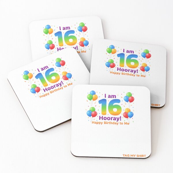 Item preview, I am 16 Hooray! Happy Birthday to Me - Tag My Shirt designed and sold by Tag My Shirt - Clothing Made to Be Written On..