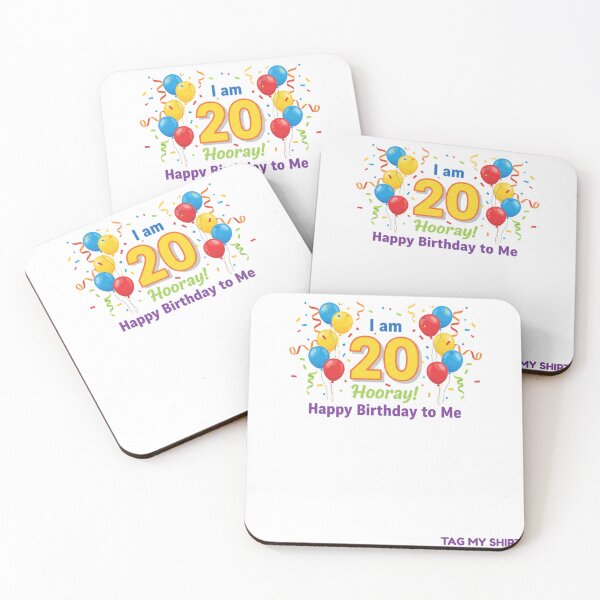 Item preview, I am 20 Hooray! Happy Birthday to Me - Tag My Shirt designed and sold by Tag My Shirt - Clothing Made to Be Written On..