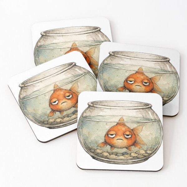 Item preview, Pensive Goldfish in Fishbowl Grunge designed and sold by Melissa Conner.
