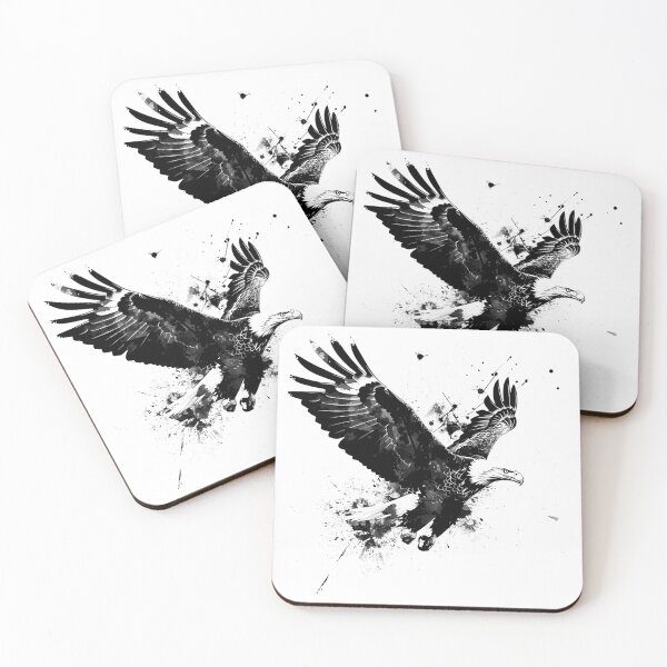 Item preview, Majestic Bald Eagle Ink Splash Illustration – Black and White Grunge Bird Art designed and sold by inkoutninja.
