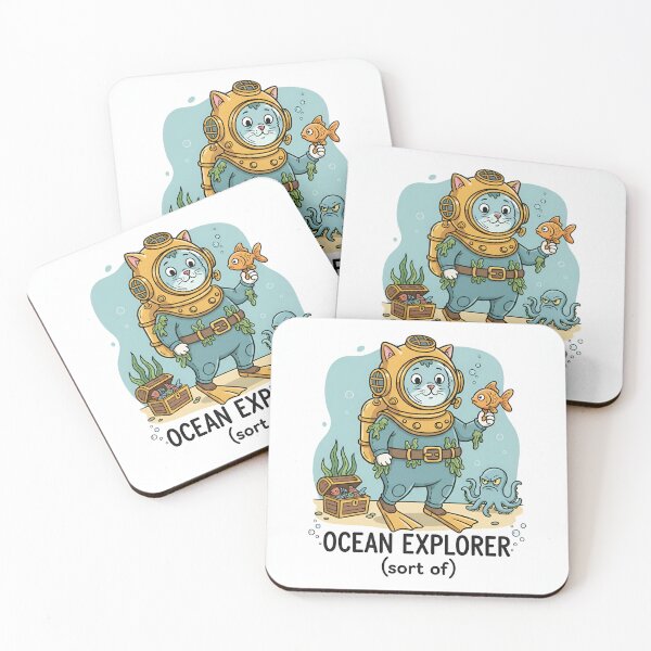 Item preview, Ocean Explorer (Sort Of) – Cute Scuba Cat Digital Illustration designed and sold by riecky182.