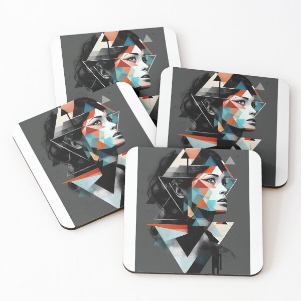 Item preview, Polygonal and Realistic Female Portrait - Artistic Design with Triangular Geometric Elements designed and sold by Hipatye26.