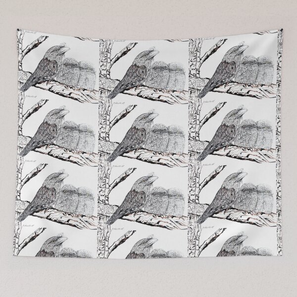 Item preview, Tawny Frogmouth ink illustration designed and sold by Liz HL Art Shop.