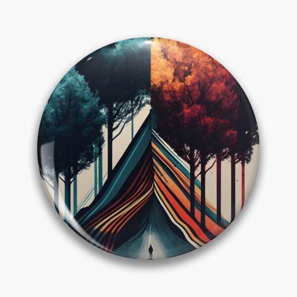 Item preview, Road Divided into Stations - Artistic Design with Contrasting Cool and Warm Colors designed and sold by Hipatye26.