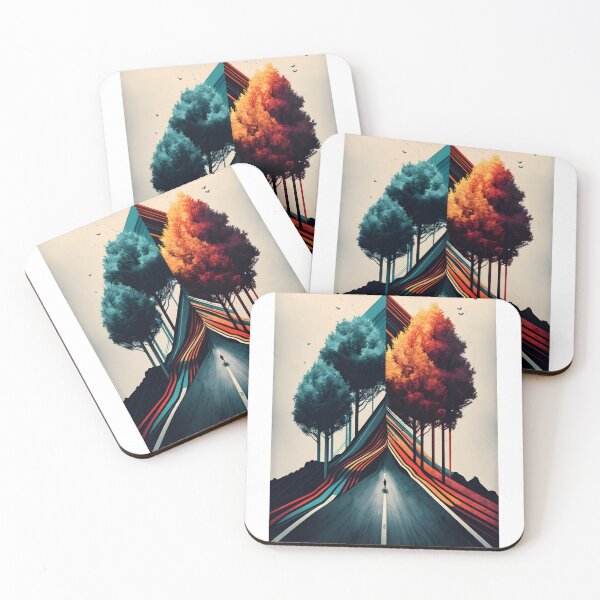 Item preview, Road Divided into Stations - Artistic Design with Contrasting Cool and Warm Colors designed and sold by Hipatye26.