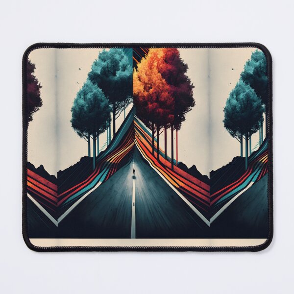 Item preview, Road Divided into Stations - Artistic Design with Contrasting Cool and Warm Colors designed and sold by Hipatye26.