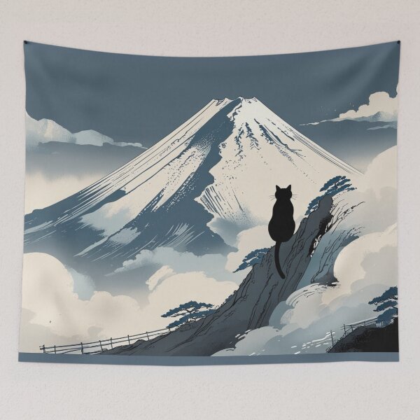 Item preview, Resting Cat Beneath Mount Fuji designed and sold by LEO'S CREATURE　れおずくりーちゃー.